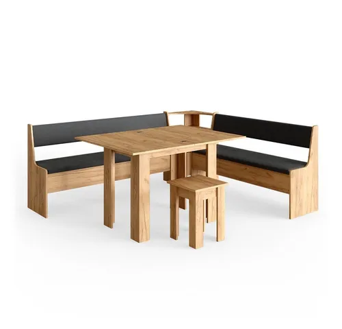 Vicco Sitzgruppe Roman, Goldkraft Eiche/Anthrazit, 5-tlg. Set mit Tisch - Essgruppe 