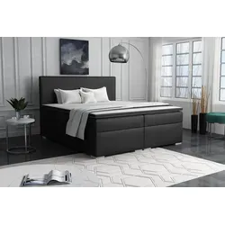 Boxspringbett SOREL 180x200cm - Kunstleder Soft Schwarz - Modernes Boxspringbett mit inkl. Kopfteil und zwei Bettkästen für optimalen Stauraum. Pflegeleichtes Kunstleder und H3 Härtegrad garantieren besten Schlafkomfort im Schlafzimmer.
