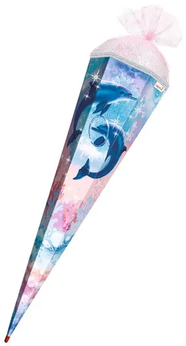 ROTH Schultüte groß Delfine mit Glitzer 85cm in blau von Roth