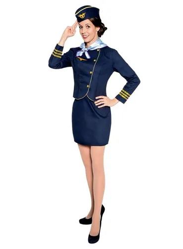 Maskworld Kostüm Stewardess Uniform Kostüm, Vierteiliges Kostüm für Flugbegleiterinnen von MASKWORLD