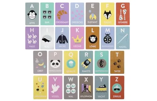 Kindsgut Lernspiel Buchstaben aus Holz, spielerisch das Alphabet Lernen, Schlichtes Design und dezente Farben, ideal für unterwegs und als Geschenk, ABC Kinderspiel