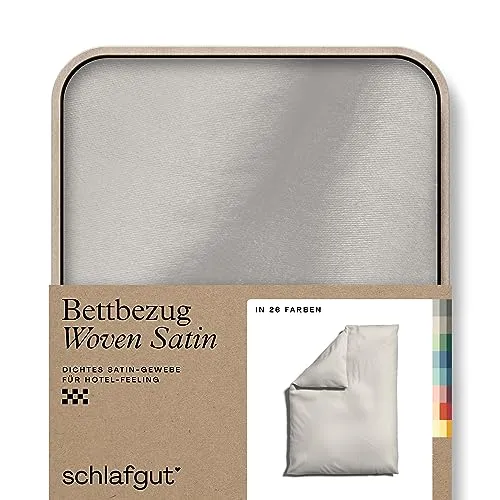 Schlafgut Bettdeckenbezug Woven Satin, Beige 135-140x200 cm - Kissen, bügelleicht und atmungsaktiv, aus schadstoffgeprüftem Woven Satin, ideal für erholsamen Schlaf.