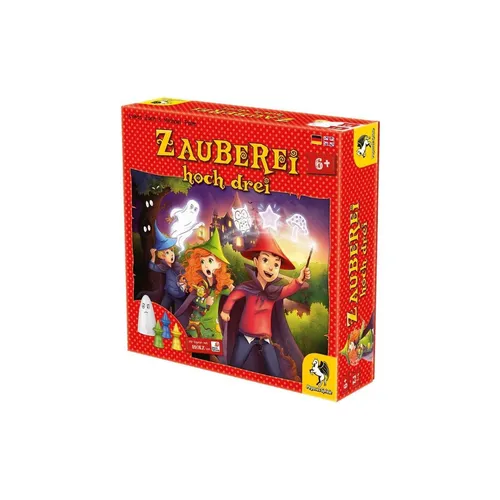 Pegasus 66013G - Zauberei hoch drei, Würfelspiel für Kinder - Gesellschaftsspiel mit magischem Abenteuer, ideal für kreative Kinder und spannende Spielabende mit Freunden und Familie.
