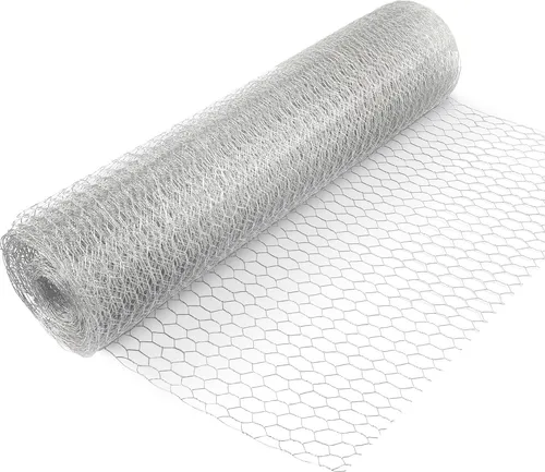 Produktbild Wiltec Volierendraht 25 x 0,5 m, Hasendraht mit 25 mm Maschenweite, Sechseckgeflecht Stahl verzinkt, wetterfester Hühnerdraht für Gehege