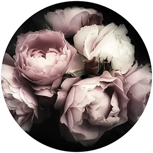 WallArena Vlies Fototapete Rund Vintage Blumen Rosen Wohnzimmer Schlafzimmer Wandtapete Tapete inklusiv Kleister UV-Beständig (13299, Ø 91 cm)