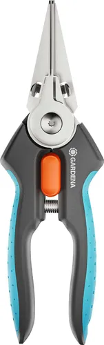 GARDENA GripCut Gartenschere - Garten- und Grünflächenpflege mit integrierter Greiffunktion für müheloses Ernten von Kräutern und Gemüse - perfekt für eine Hand und hygienisch zu reinigen.