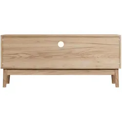 Okwish TV-Schrank in Eichefarben, 110x48x40 cm, stilvoll und funktional - Moderner TV-Schrank im Mid-Century-Stil mit praktischem Stauraum und eleganten Metallgriffen. Ideal für Fernseher bis 45 Zoll. Die große Kabelöffnung sorgt für Ordnung im Wohnzimmer.