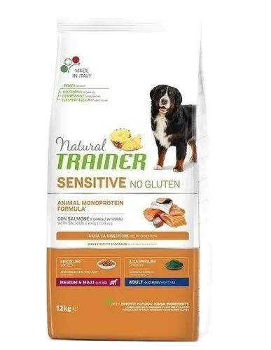 Natural Trainer Sensitive Hund Ohne Gluten Medium Und Maxi Adult Lachs 12 KG