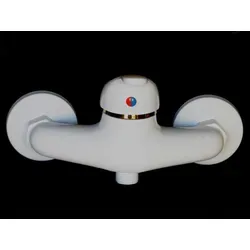 Einhebel Dusche Bad Armatur weiß/gold - Duscharmatur von Wagner in elegantem Weiß/Gold, mit geräuscharmer Kartusche und korrosionsbeständigem Messingkörper. Ideal für eine einfache Montage und langlebige Nutzung.