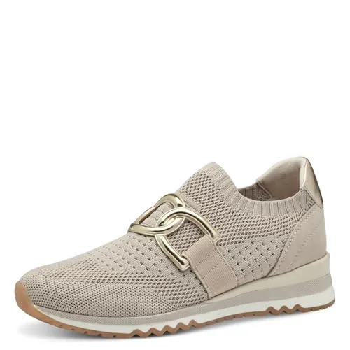 MARCO TOZZI Damen Slip On Sneaker - Bequemer Schlupfschuh in Beige (Dune Comb), 37 EU - Damen-Sneaker mit softiger Feel me Sohle für optimalen Tragekomfort. Wechselfußbett für individuelle Anpassung, ideal für jeden Tag.
