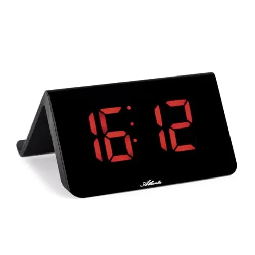 Atlanta 2605 Multifunktions-Tischuhr mit Wireless-Ladefunktion - Moderne Tischuhr mit Wireless-Ladefunktion, großer roter LED-Anzeige und 3 einstellbaren Alarmzeiten, ideal für ein smartes Zuhause.