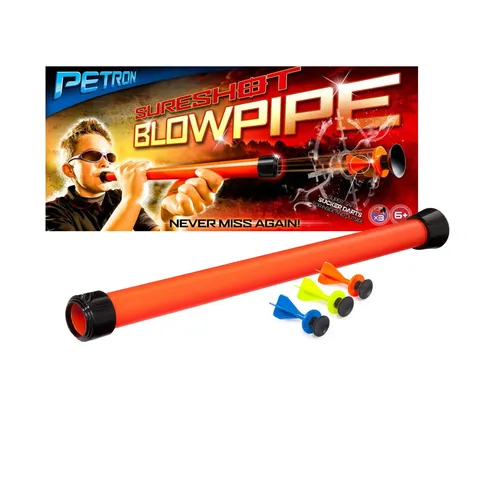 Petron 162/6 SURESHOT Blow Pipe Kinder Blasrohr mit 3 Pfeilen, orange/schwarz