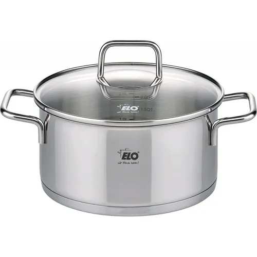 ELO Bratentopf mit Deckel Citrin, Ø20cm - Hochwertiger Kochtopf aus Aluminium mit antihaftbeschichteter Oberfläche, ideal für gesundes Braten und einfache Reinigung.