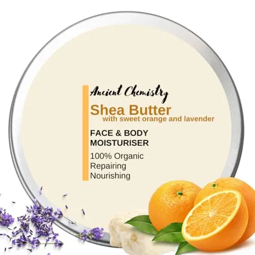 Bio-Sheabutter-Feuchtigkeitscreme mit süßer Orange und Lavendel, 100 % rein und natürlich, tiefenfeuchtigkeitsspendende Körperbutter für trockene Haut, Dehnungsstreifen, Haarpflege 100 ml