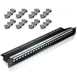 deleyCON 24 Port Patchpanel Set mit 24 Keystone Modulen von deleyCON