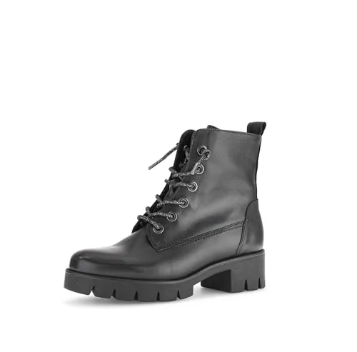 Gabor Biker Boots Damen Stiefelette Schnürschuh schwarz 38,5 - Wanderschuhe mit höchstem Tragekomfort, ideal für modische Auftritte. Mit warmem Innenfutter und Wechselfußbett für individuelles Wohlbefinden.