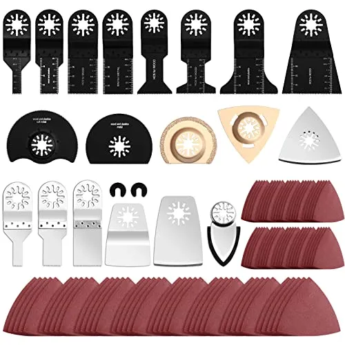 Jerbor 115 tlg Sägeblätter Kit, Multitool Werkzeug Oszillierendes Zubehör Set, Multifunktionswerkzeug Zubehör Sägeblat für Fein Multimaster, Makita, Milwaukee, Dewalt, Einhell,Dremel