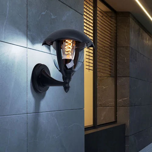 Wandlampe Laterne Außenleuchte schwarz Balkonleuchte Fassadenlampe Glas B 20 cm