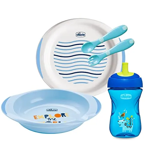 Chicco Baby Geschirr Set, Baby Geschirrset für Essen und Babynahrung, besteht aus 1 x Becher