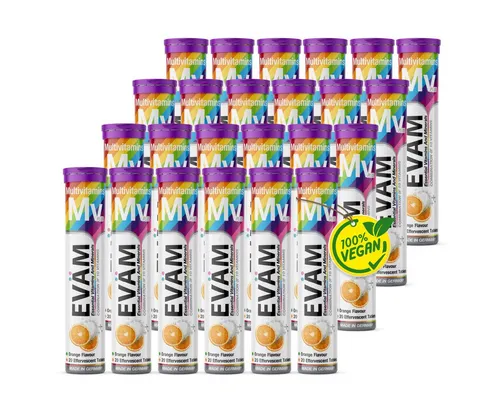 EVÄM Multivitamin Brausetabletten Orange - 10 Vitamine - Vitamine: Multivitamin Brausetabletten mit fruchtigem Orangengeschmack, vegan und glutenfrei. Ideal zur täglichen Unterstützung des Immunsystems und zur Verringerung von Müdigkeit.