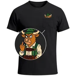 MoonWorks Print-Shirt Herren T-Shirt mit Brusttasche Bayrischer Grantler Trachtenlook für mit Print schwarz L