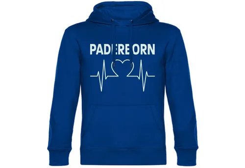 multifanshop Kapuzensweatshirt Paderborn - Herzschlag Hoodie blau S - Sportliches Kapuzensweatshirt für Paderborn-Fans, aus 80% Baumwolle, ideal für gemütliche Tage und das Fan-Feeling.