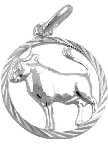 Anhänger 15mm Sternzeichen Stier aus Silber 925 - Eleganter 15mm Anhänger aus Sterlingsilber 925, perfekt für einen persönlichen Akzent. Ideal als Geschenk oder zum eigenen Tragen.