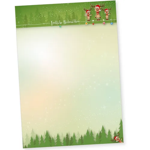 Blatt Weihnachtsbriefpapier A4 Rentiere NEU Briefpapier Weihnachten 50
