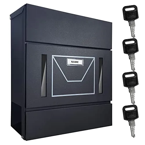 TÄGA Briefkasten Hermes mit Zeitungsfach - Eleganter Briefkasten aus verzinktem Stahl in Anthrazit, ausgestattet mit Zeitungsfach und Sichtfenster – ideal für moderne Eingangsbereiche.