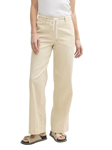 TOM TAILOR TTLEA Wide Leg Hose mit Kordelzug - Stoffhose in High Waist aus Baumwolle, ideal für einen lässigen Look. Mit Kordelzug und praktischen Taschen für zusätzlichen Komfort.