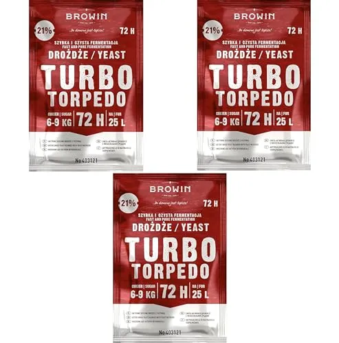 3x Turbo-Hefe Torpedo 72 h 21% - 120 g/Turbo Brennhefe Alkohol Hefe, Brennhefe Herstellung Turbohefe Gärhefe
