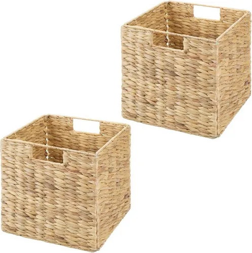 mDesign Aufbewahrungssystem mDesign Aufbewahrungsbox Regalkorb Organizer 2er Set faltbar Naturfa
