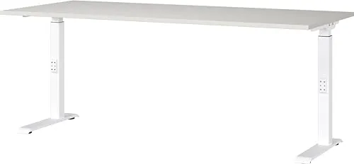 Germania Schreibtisch Mailand, höhenverstellbar, lichtgrau, 180 x 68-91 cm - Kinderschreibtisch, manuell höhenverstellbar mit Click-System für ergonomisches Arbeiten, bis 80 kg belastbar und aus strapazierfähiger E1-Qualitäts-Spanplatte.