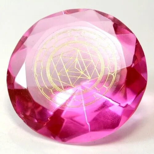 Tachyonen Glas Diamant  Merkaba rosa 45 Energie Heilige Geometrie Chamuel