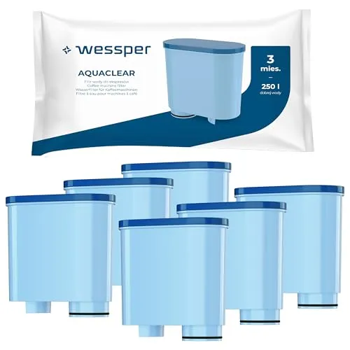 Wessper Wasserfilter für Kaffeevollautomat, Filter mit Aktivkohle, Kompatibel mit Saeco und Philips Kaffeemaschine, in denen die Filter CA6903/00 und CA6903/10 Verbaut Sind - 6er Pack
