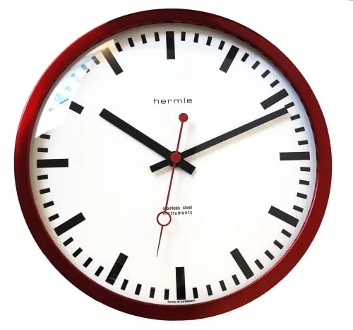Hermle Bahnhofsuhr 30471-362100 Quarz, Rot in rot von Hermle