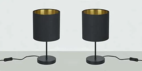 2er Pack Tischleuchte *SOUL* Stoffschirm schwarz-golden - Klassische Tischleuchten mit modernem Design, sorgen für warmes, blendfreies Licht und schaffen eine gemütliche Atmosphäre in jedem Raum.