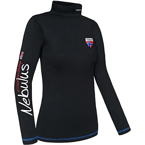 Nebulus Damen Rolli Warmer, Rollkragen, Langarm, schwarz - S/36