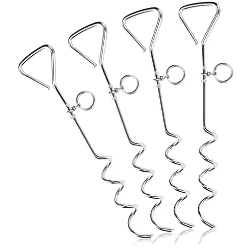 COM-FOUR® 4X Zeltbodenanker – Zelt Sicherung Set – Bodenanker für Planen, Pavillons und Vorzelte – Sturmschrauben zur Befestigung – Stabile Erdschrauben (4 Stück - Bodenanker silberfarben)