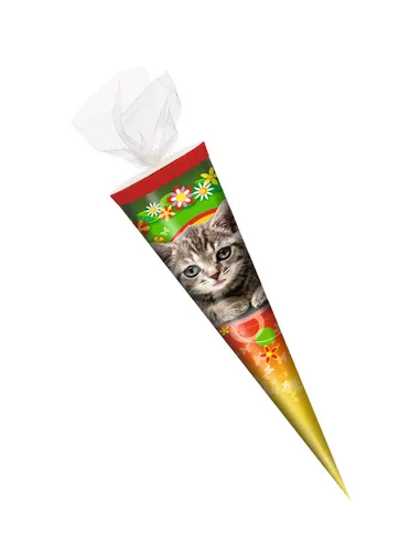 Schultüte / Zuckertüte / 35cm / rund / Tüllverschluss / 