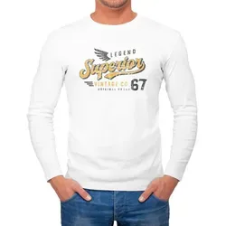 Neverless Longsleeve Herren Long-Sleeve Vintage Retro Motiv Schriftzug Superior Legend mit Print weiß M