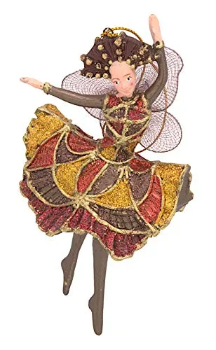 Weihnachten Ballerina Elfe Tänzerin Deko Baumschmuck Anhänger Ostern Christbaumschmuck braun-Gold 15 cm