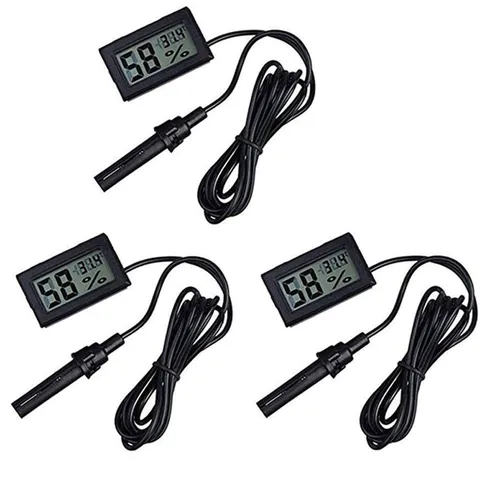 3Pcs 2in1 Digital LCD Embedded Thermometer Hygrometer mit externer für Reptil...