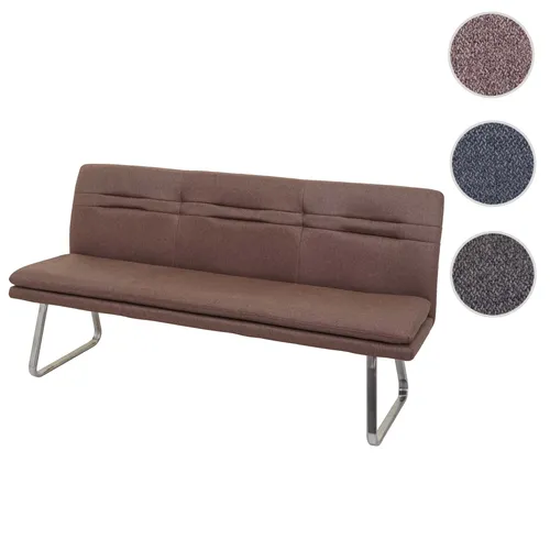 Sitzbank HWC-H70 - Polsterbank mit Rückenlehne in Braun 180cm - Sitzbank für Esszimmer, Wohnzimmer oder Flur, mit breiter, gepolsterter Sitzfläche und stabilen Edelstahlfüßen. Schadstofffrei nach ÖKO-TEX Standard 100 für mehr Wohlbefinden.
