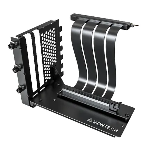 Montech Vertikales GPU Mounting Kit, schwarz - Zubehör Gehäuse, ermöglicht eine stylische und platzsparende Montage Ihrer Grafikkarte für optimale Kühlung und Sichtbarkeit.