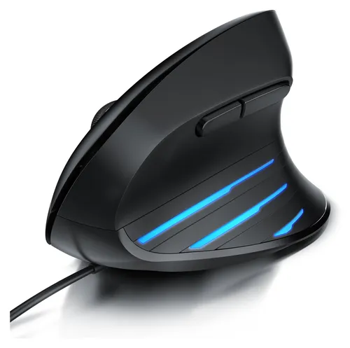 CSL Maus mit Kabel, 6400 DPI, Maus 6 Tasten, für Rechtshänder, mit seitlichen LEDs, Ergonomische Maus, kompatibel mit PC und Mac