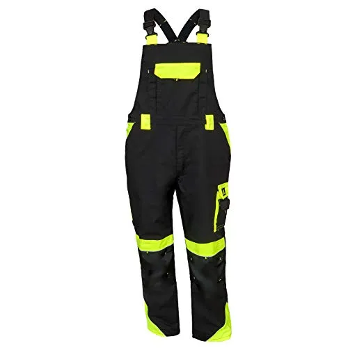 URG Arbeitshose Berufshose Bauarbeiter-Hose Bundhose Warnhose Gelb Cargo Y-LATZ (50)