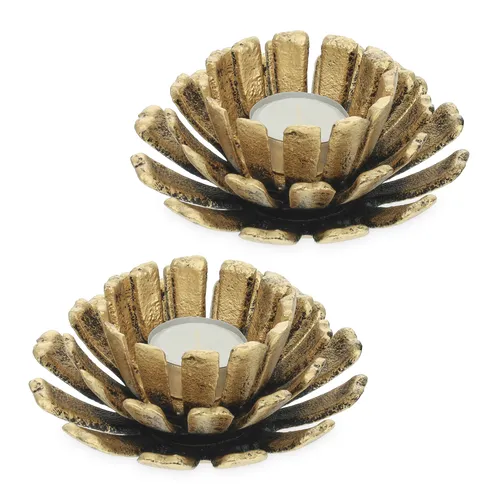 Teelichthalter 2er Set Kerzenhalter Deko Kerzenständer Blüte Teelichtständer