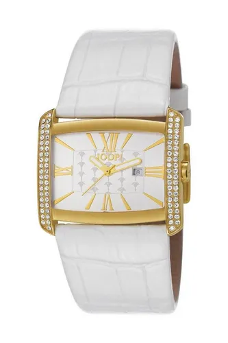 JOOP! Quarzuhr JP101182F07 mit Zirkonia und Datumanzeige - Elegante Quarzuhr mit leuchtenden Zeigern und Datumanzeige. Hochwertiges Edelstahlgehäuse und Lederarmband für stilvolle Akzente im Alltag.