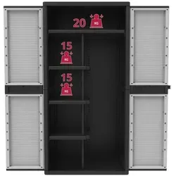 Kreher Jumbo Mehrzweckschrank XXL Kunststoff Spindschrank - Maximaler Stauraum für innen und außen: Der Kreher Jumbo Schrank bietet mit seinen großzügigen Abmessungen eine praktische Lösung zur Organisation Ihrer Gegenstände. Robustes Design und abschließbare Türen sorgen für Sicherheit und Langlebigkeit.